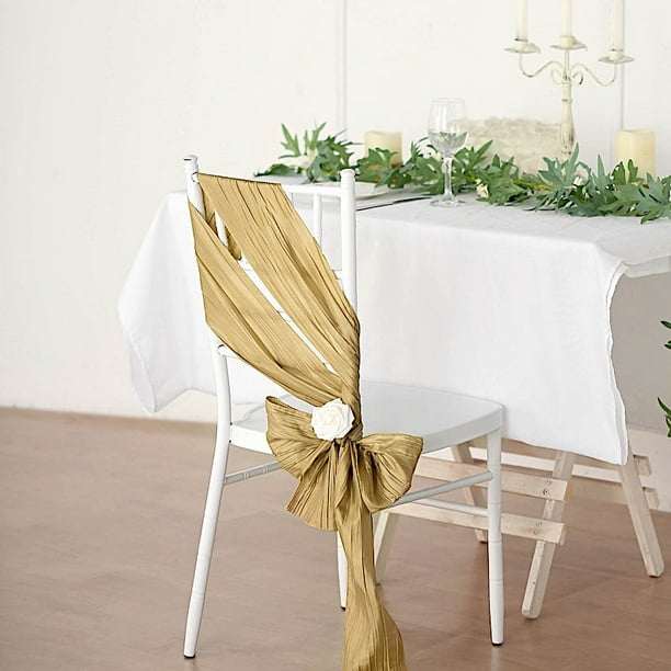 Gold Satin Sash 106"x6" Party Wedding Venue Decor — 5 pack Chair Decoration Gold Satin Sash 106"x6" Party Wedding Venue Decor — 5 pack Chair Decoration